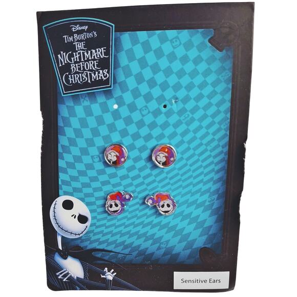 Disney Nightmare Before Christmas Jack & Sally Earrings NWT - Picture 1 of 8